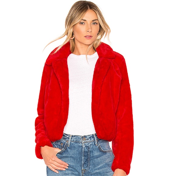 Blank NYC Jackets & Blazers - BLANKNYC Fur Coat Siren Red Faux Fur Jacket